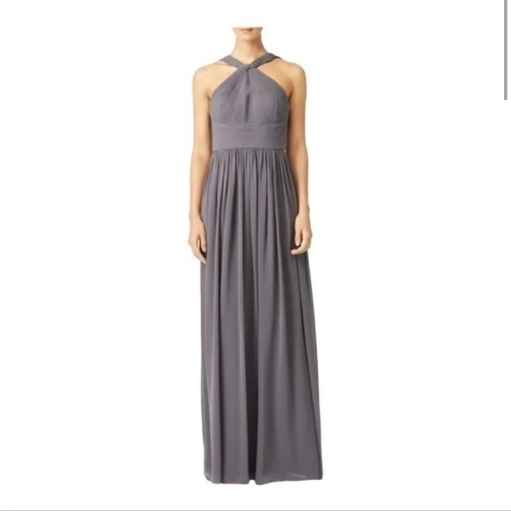 Slate & Willow Charcoal Gray‎ Hayley Pleated Halter Gown